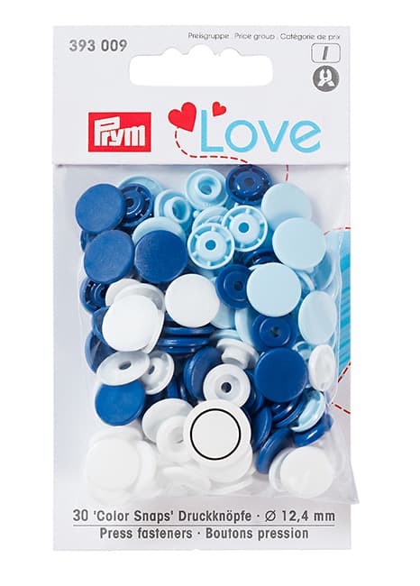 Кнопки Prym Love  "Color Snaps" круглые белые, голубые, синие undefined