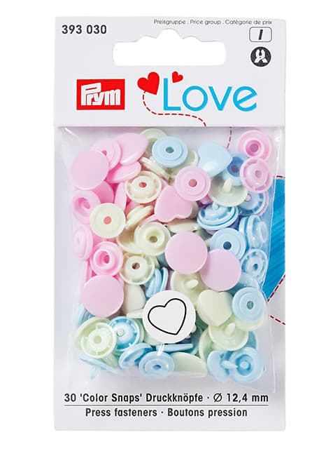 Кнопки Prym Love  "Color Snaps" сердце розовое, голубое, жемчужное undefined