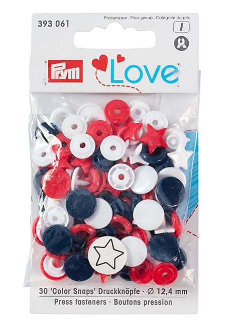 Кнопки Prym Love  "Color Snaps" звезда белая, красная. синяя undefined