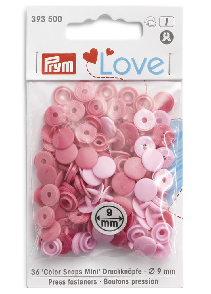 Кнопки Prym Love  "Color Snaps Mini" 9мм, круглые, розовые оттенки