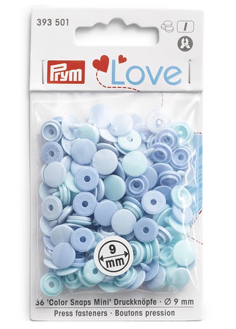 Кнопки Prym Love  "Color Snaps Mini" 9мм, круглые, голубые оттенки