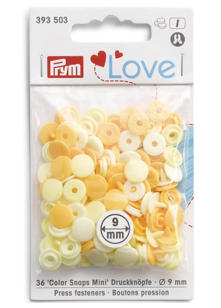 Кнопки Prym Love  "Color Snaps Mini" 9мм, круглые, желтые оттенки