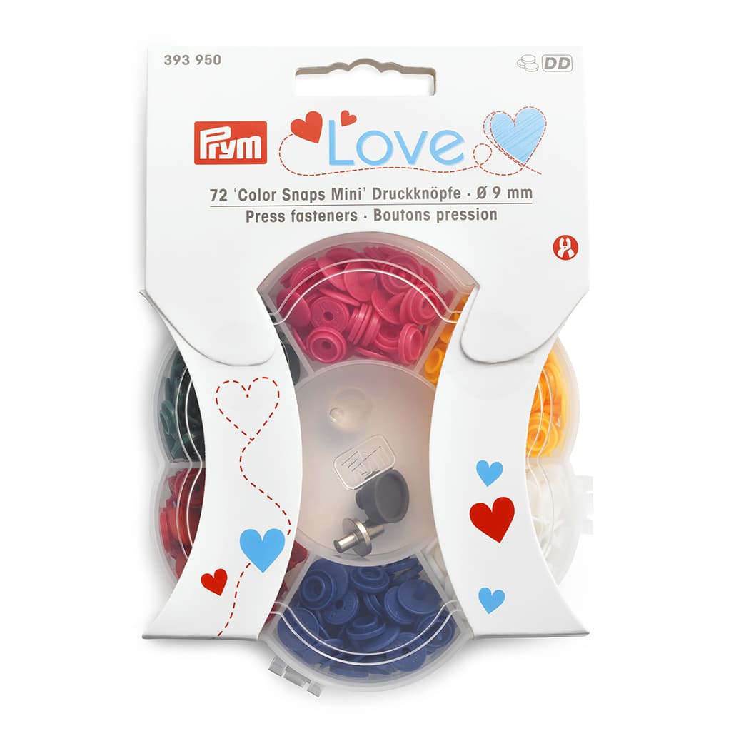 Набор кнопок Prym Love "Color Snaps Mini" + набор инструментов, 9мм, 6 цветов