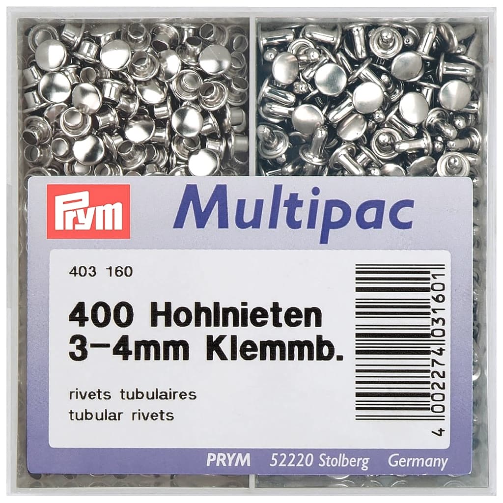 Клепки-хольнитены для материала толщиной 3-4мм серебристые (multipac, 400шт)