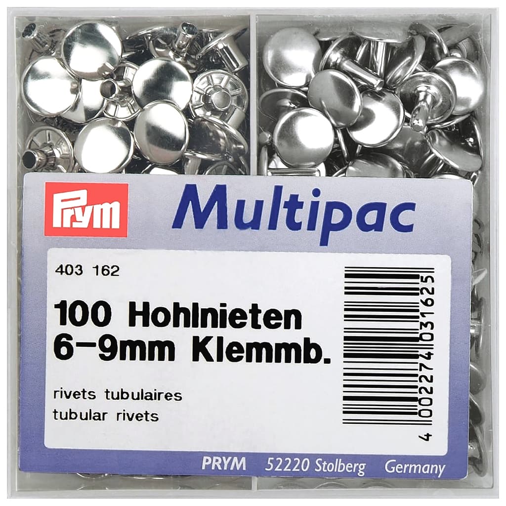 Клепки-хольнитены для материала толщиной 6-9мм серебристые (multipac, 100шт)