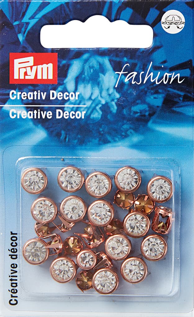 Декоративные клепки со стразами, розовое золото, 5/7мм 30шт