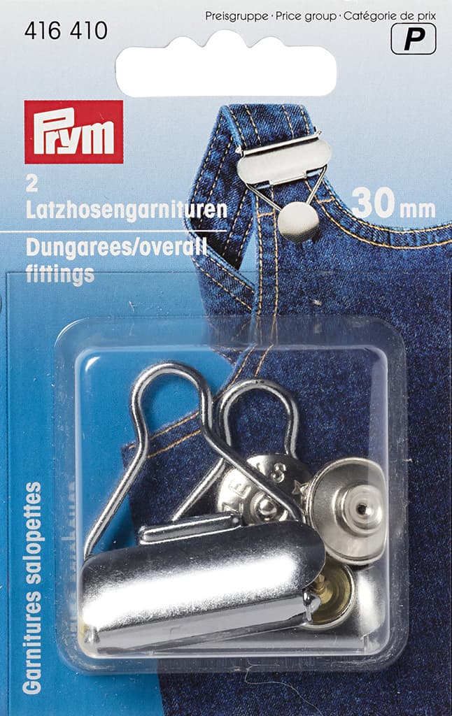 Застежки для комбинезонов (2 кнопки и 2 пряжки) 30мм никель