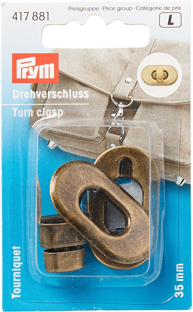 Поворотный замок для сумки 35х20мм цвета состаренной латуни