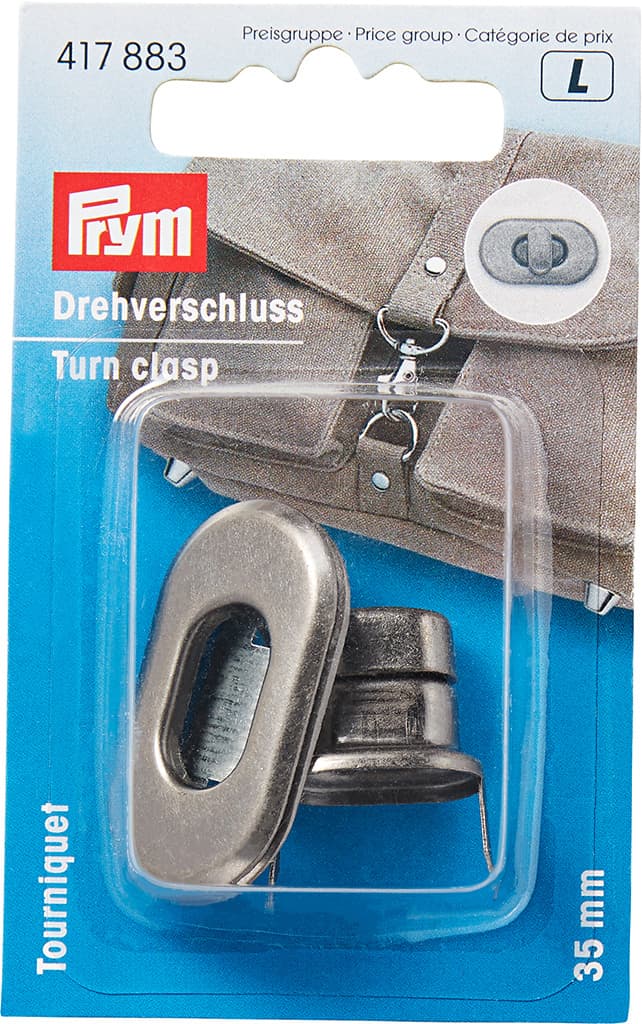 Поворотный замок для сумки 35х20мм цвета состаренного серебра