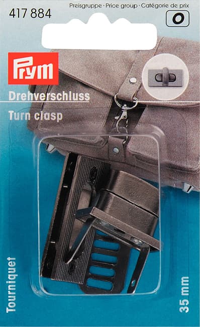 Поворотный замок для сумки 35х17мм цвета состаренного серебра матовый