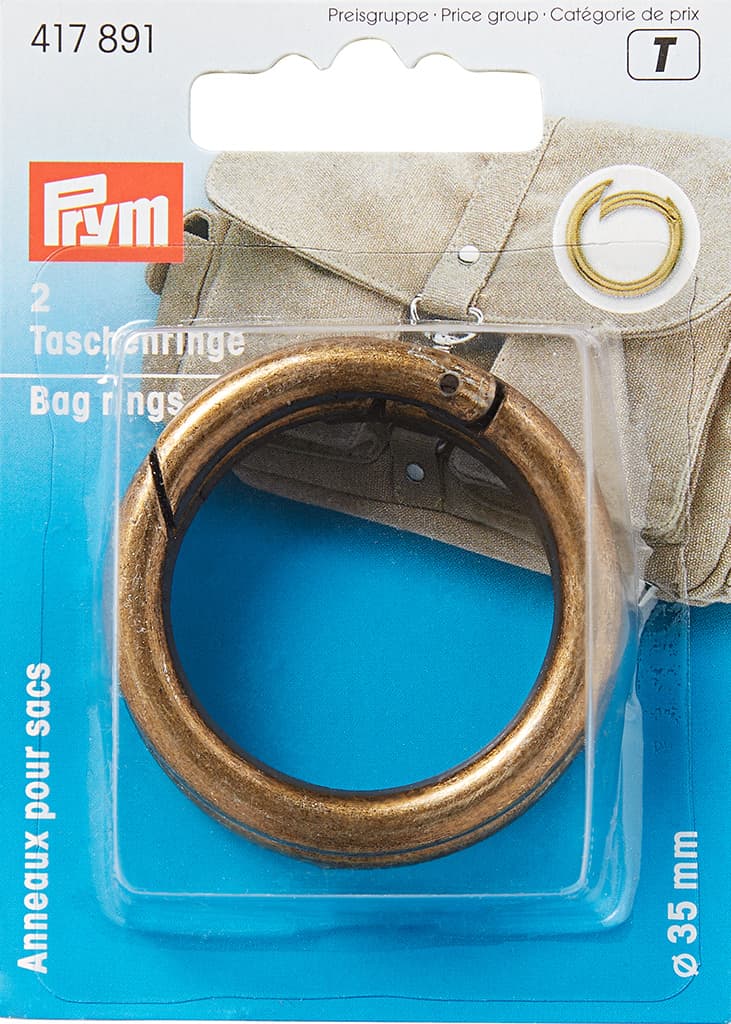 Кольца для сумки 35мм 2шт цвета состаренной латуни