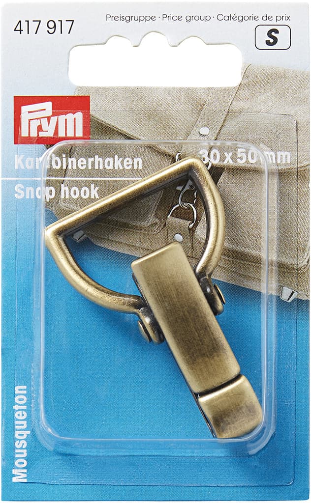 Карабин для сумок 30х50мм цвета латуни