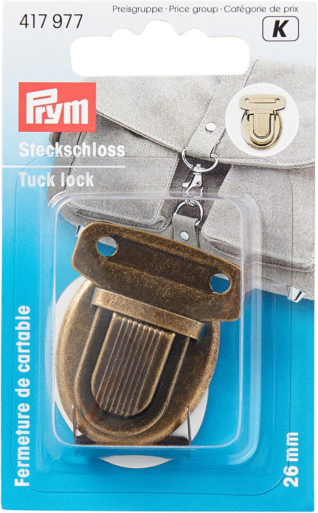 Портфельный замок 26х35мм цвета состаренной латуни