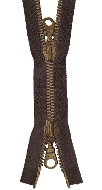 Молния М5 двухзамковая 75 см темно-коричневая