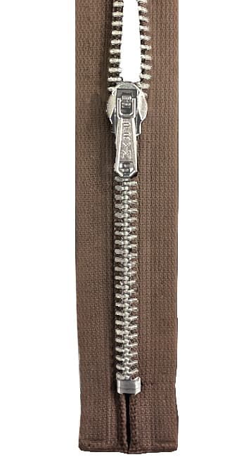 Молния М2 металлическая 20 см серо-коричневая