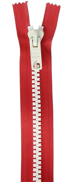 Застежка-молния декоративная Bicolor 40см, красный/белый натуральный
