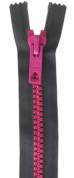 Застежка-молния декоративная Bicolor 60см, графит/розовый яркий