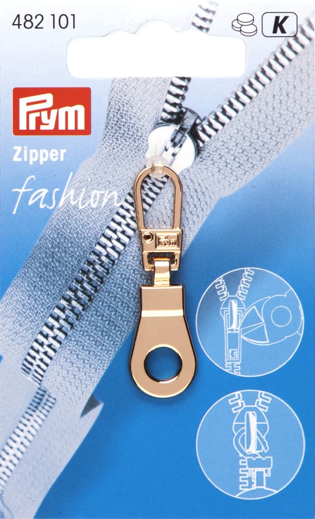 Язычок для молнии с карабином "Люверс" светлое золото