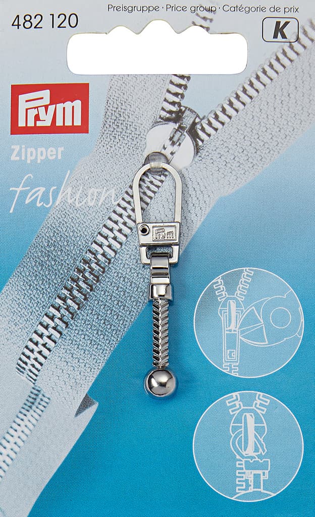 Язычок для молнии с карабином серебристый "Маятник"