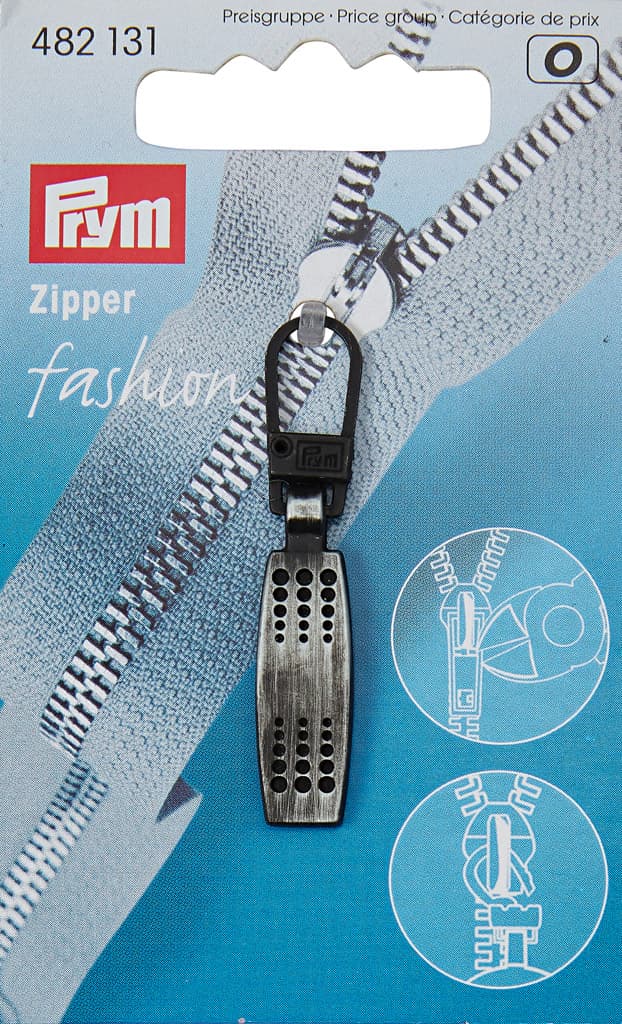 Язычок для молнии с карабином темно-серебристый "Матрица"