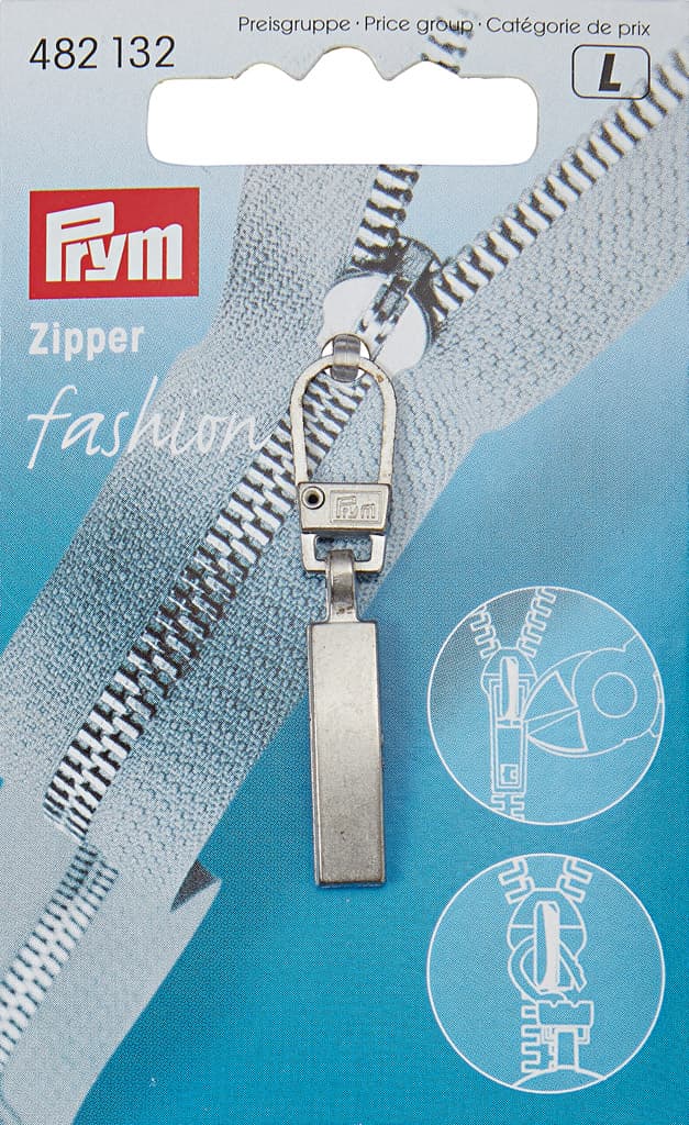 Язычок для молнии с карабином серебристый "Классика"