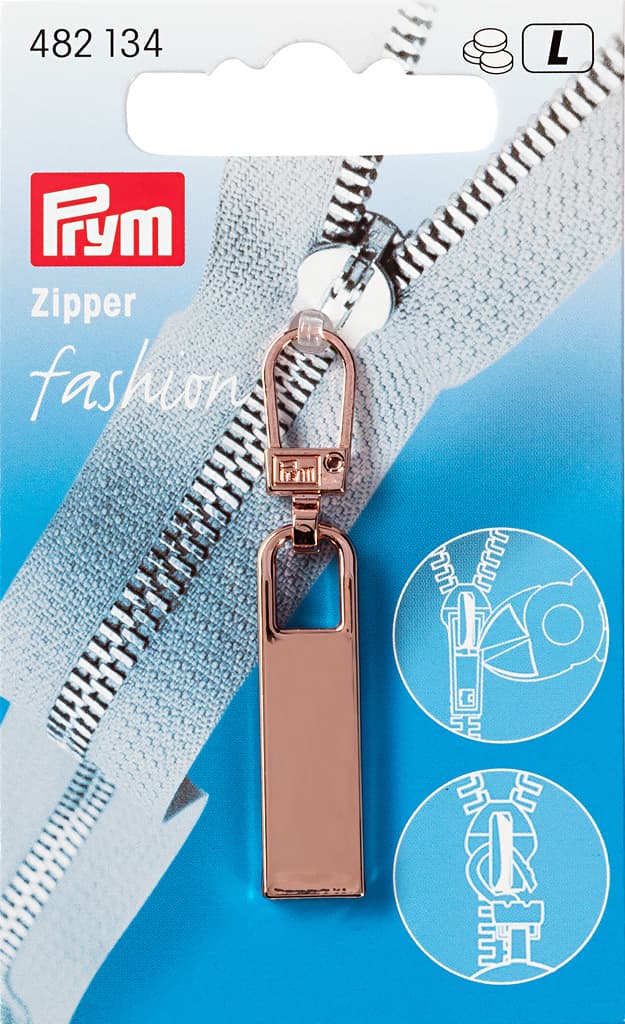Язычок для молнии с карабином розовое золото "Классика"