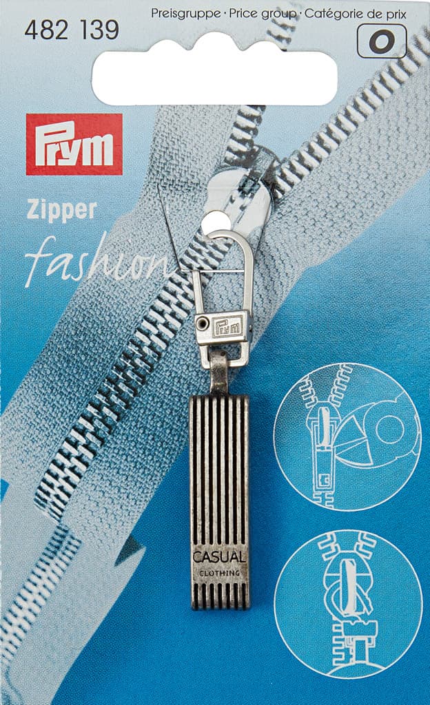 Язычок для молнии с карабином серебристый матовый "Casual"