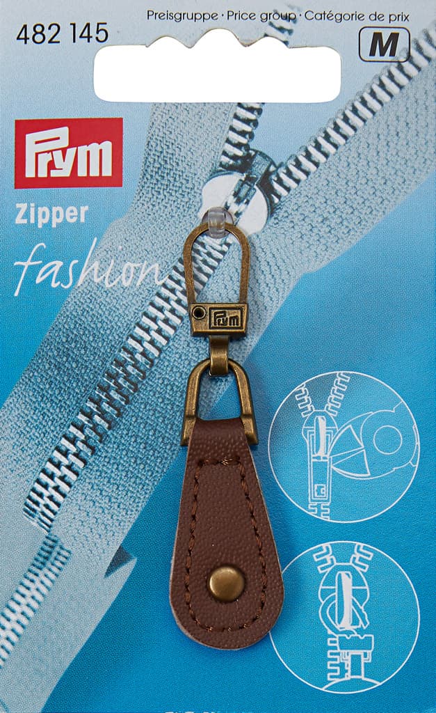 Язычок для молнии с карабином кожаный коричневый