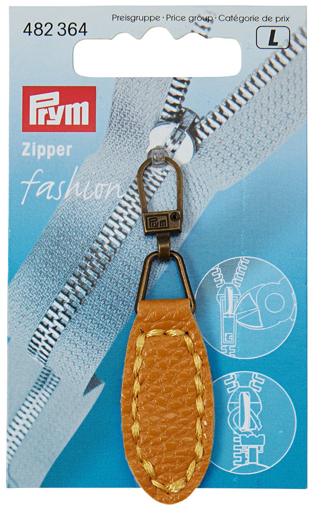 Язычок для молнии с карабином горчичный кожаный овальный