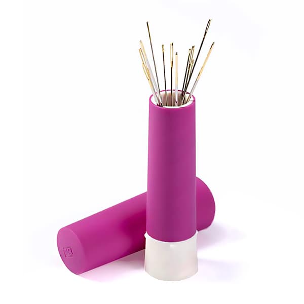 Вращающаяся игольница-тубус с набором игл, малиновая