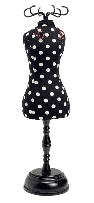 Игольница-манекен черная в горошек