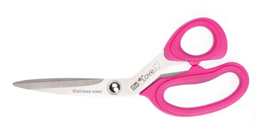 Ножницы раскройные Prym Love 21см с микрозубьями для тонких тканей, розовые