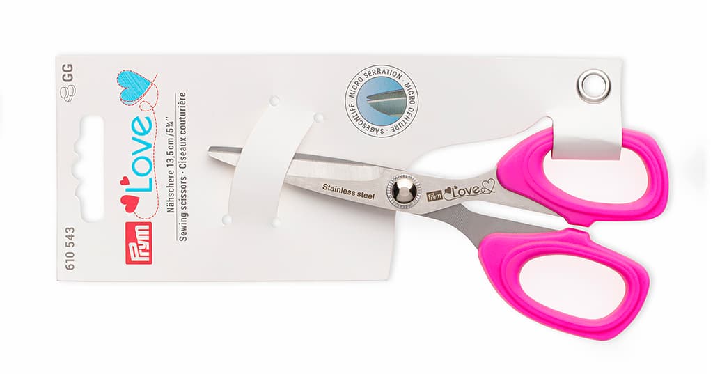 Ножницы прямые Prym Love 13см с микрозубьями для тонких тканей, розовые - №1