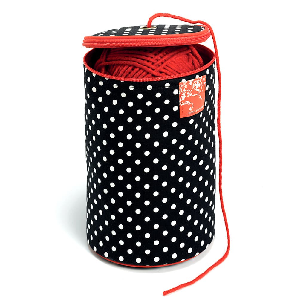 Футляр-держатель для пряжи (14,5х21,5), черный в белый горох - №1