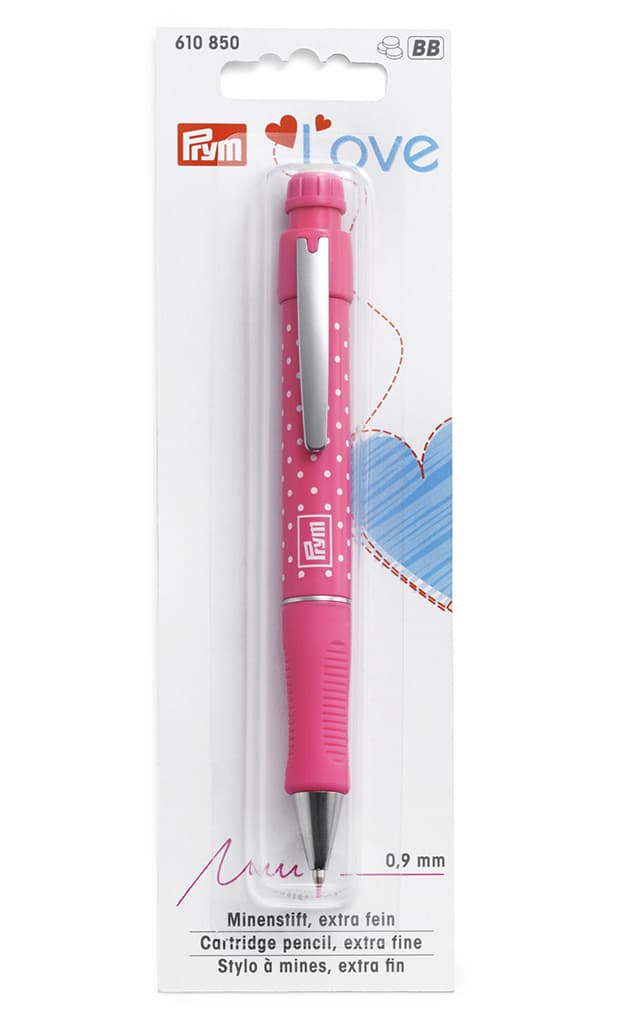 Механический карандаш Prym Love, розовый, с розовыми грифелями 0.9мм