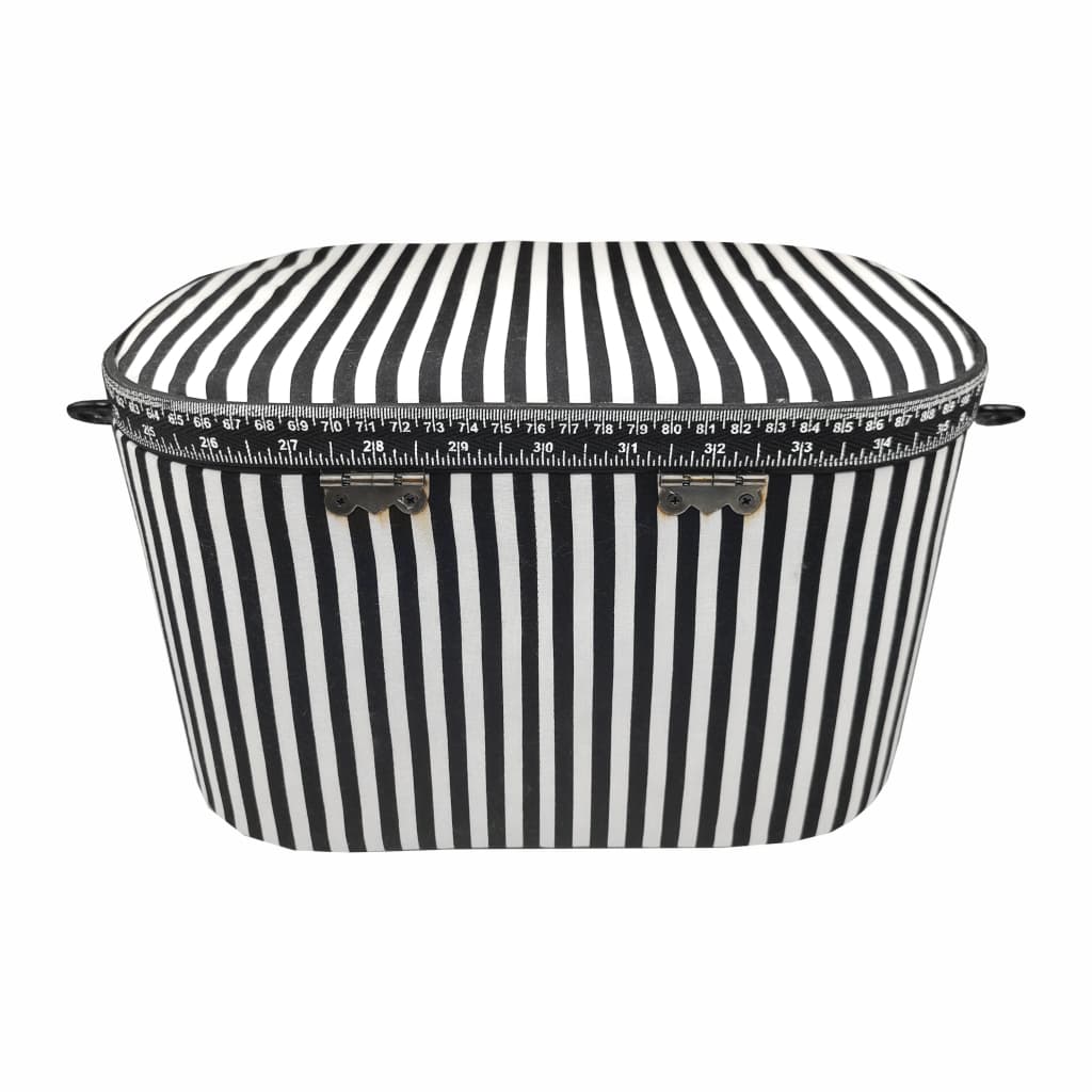 Шкатулка, обтянутая тканью, овальная (30х20,5х19), черно-белая полоска - №3