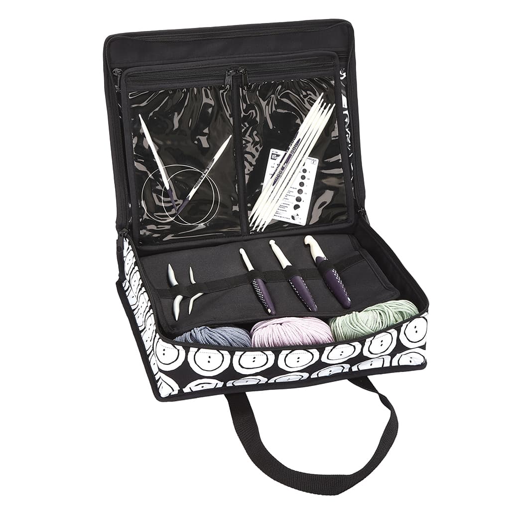 Плоская сумка для аксессуаров (34х26х9,5), черная с пуговицами - №2