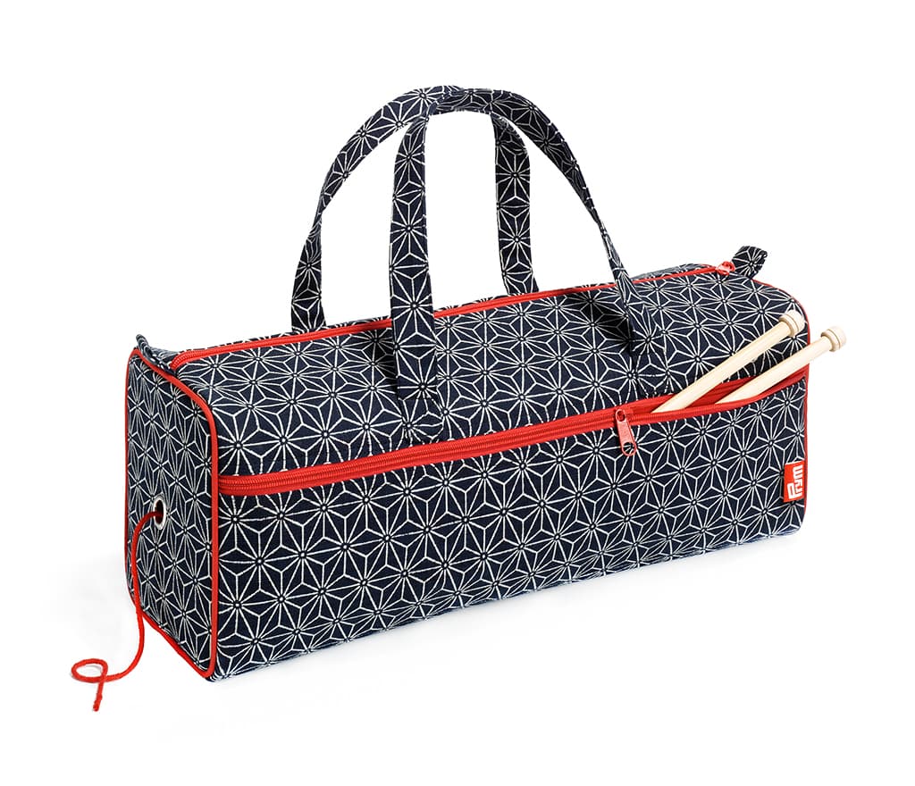 Сумка для рукоделия (44х14х17), темно-синяя с узором из объемных звезд - №1