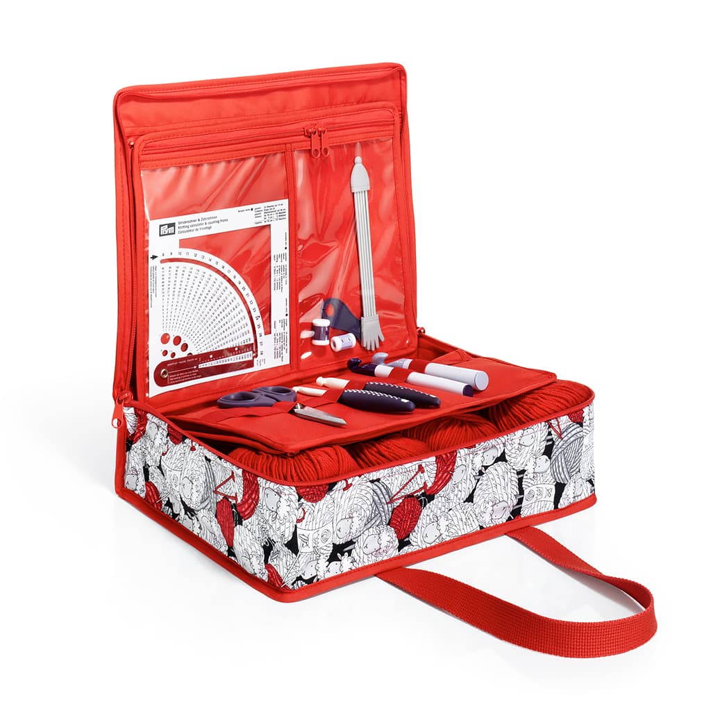 Плоская сумка для аксессуаров (34х26х9,5), овцы/клубки пряжи - №1