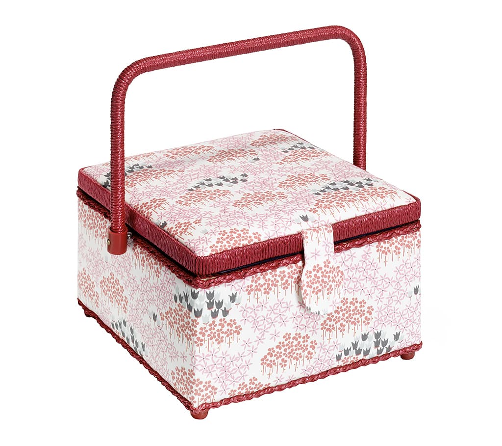 Шкатулка, обтянутая тканью, квадратная (23х23х14), цветочный орнамент - №1
