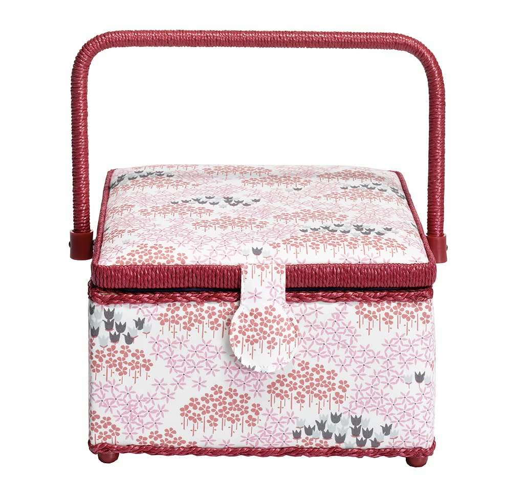 Шкатулка, обтянутая тканью, квадратная (23х23х14), цветочный орнамент