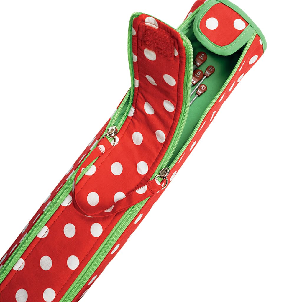 Футляр для спиц (51,5х9,5), красный в белый горох - №1