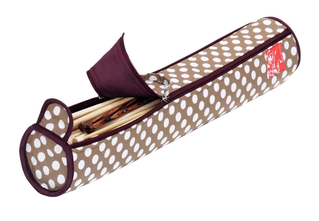 Футляр для спиц (51,5х9,5), бежевый в белый горох - №1