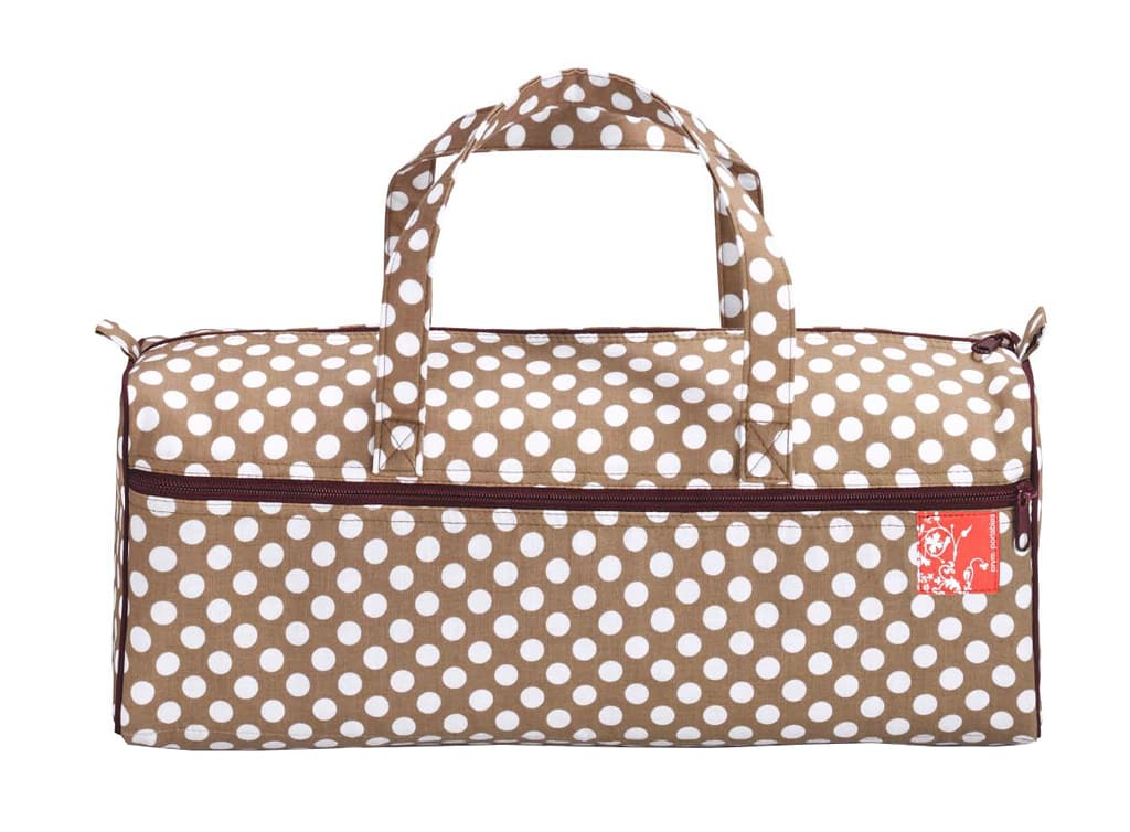 Сумка для рукоделия (44х14х17), бежевая в белый горох