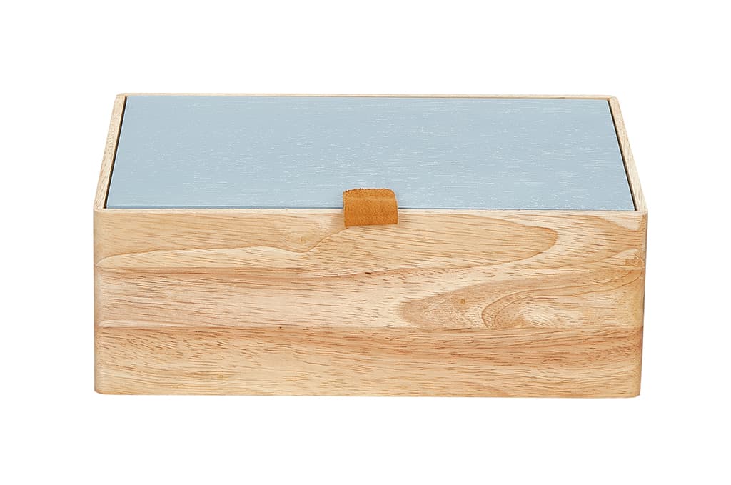 Коробка для аксессуаров S (25х15х9), дерево светлое/голубой