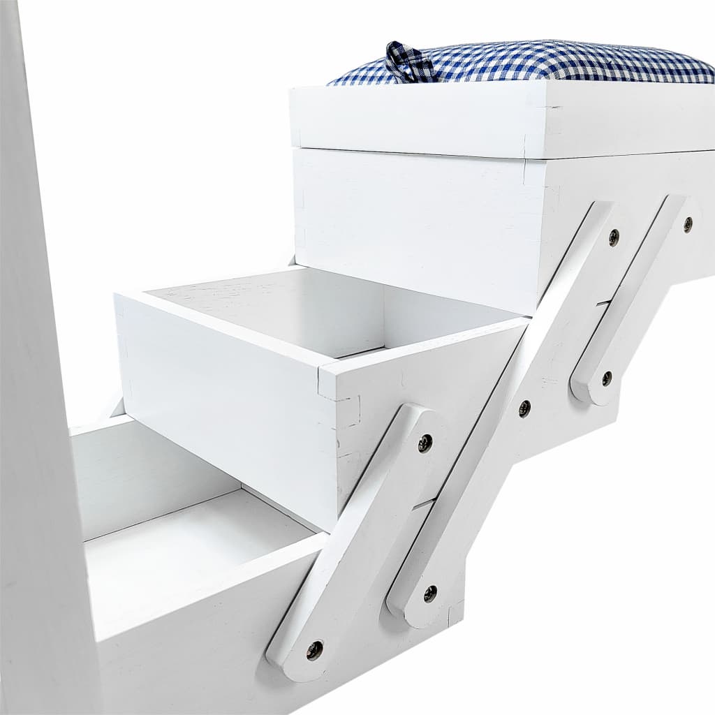 Шкатулка для рукоделия M (36х19х30), дерево, белая, крышка с тканью - №3