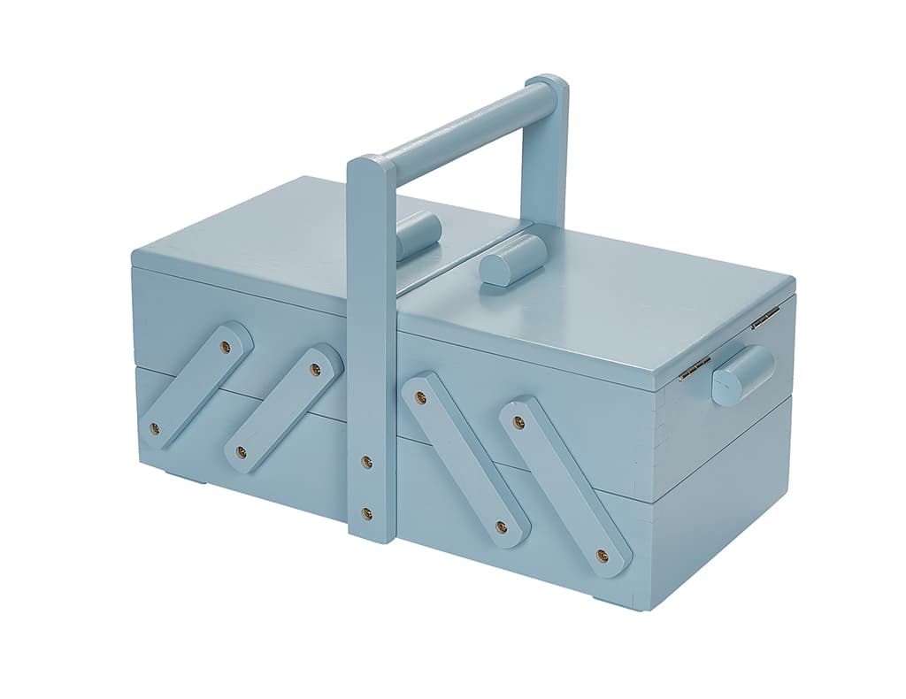 Шкатулка для рукоделия S (36х19х22), дерево, голубая - №1