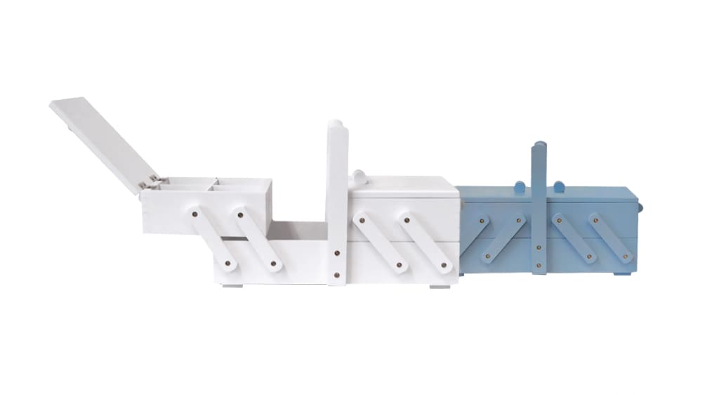 Шкатулка для рукоделия S (36х19х22), дерево, голубая - №2