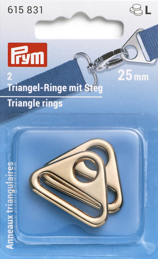 Треугольные кольца с двумя отверстиями 25мм 2шт светлое золото