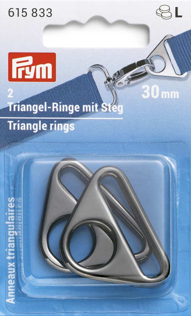 Треугольные кольца с двумя отверстиями 30мм 2шт цвет оружейного металла